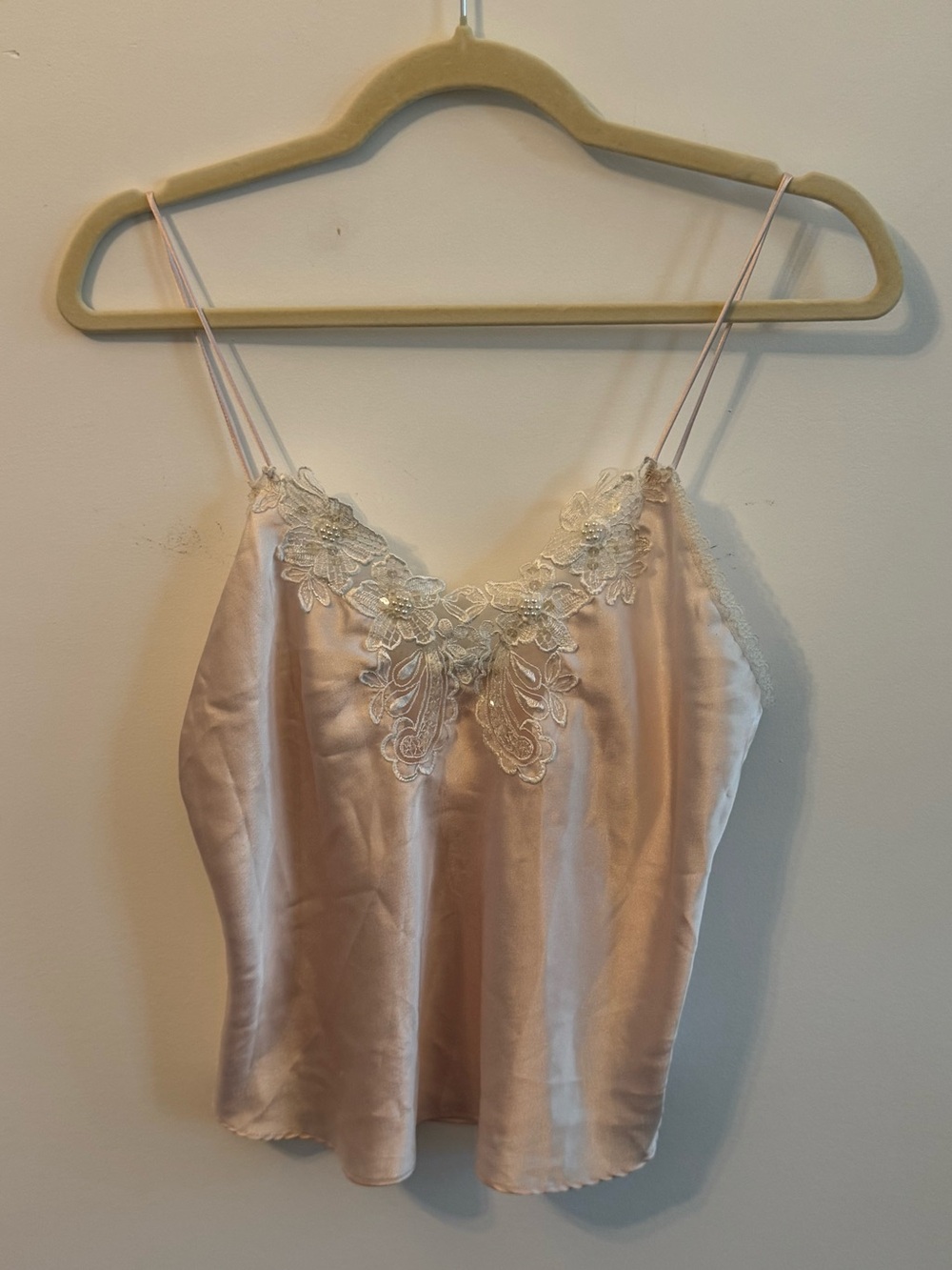 Silky Lace-Trim Pink Camisole Top